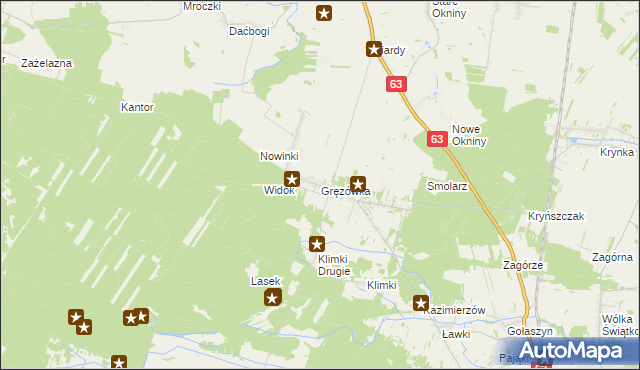 mapa Gręzówka, Gręzówka na mapie Targeo