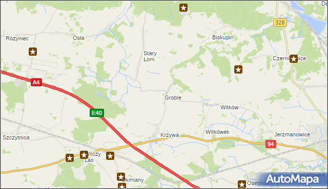 mapa Groble gmina Chojnów, Groble gmina Chojnów na mapie Targeo