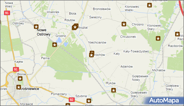 mapa Grochów gmina Nowe Ostrowy, Grochów gmina Nowe Ostrowy na mapie Targeo