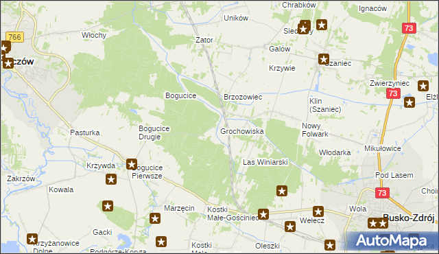 mapa Grochowiska gmina Pińczów, Grochowiska gmina Pińczów na mapie Targeo