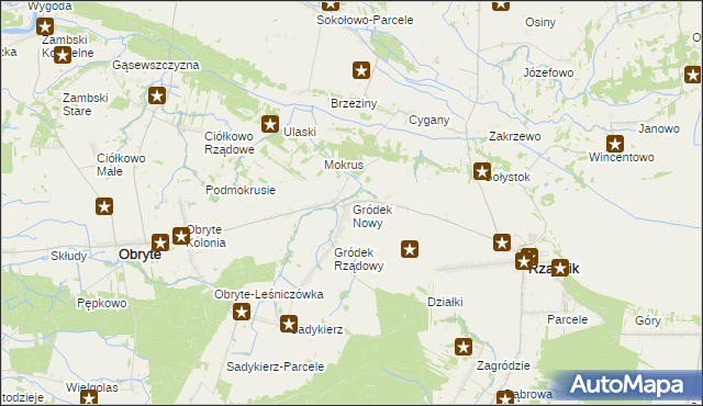 mapa Gródek Nowy, Gródek Nowy na mapie Targeo