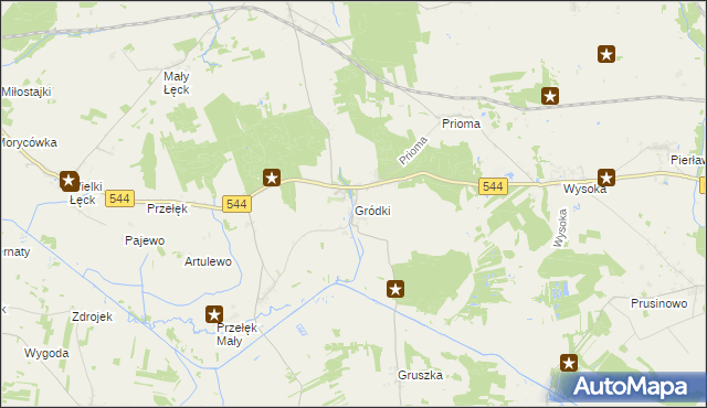 mapa Gródki gmina Płośnica, Gródki gmina Płośnica na mapie Targeo