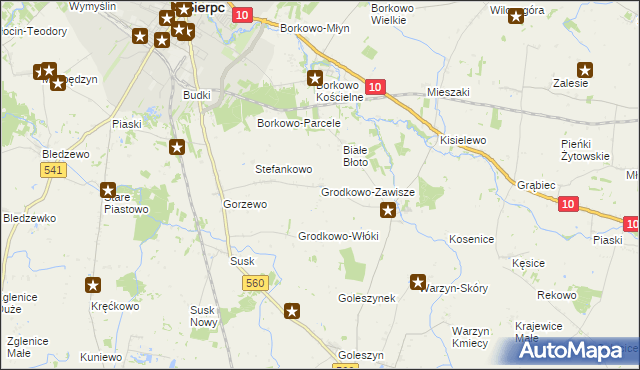 mapa Grodkowo-Zawisze, Grodkowo-Zawisze na mapie Targeo