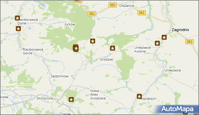 mapa Grodziec gmina Zagrodno, Grodziec gmina Zagrodno na mapie Targeo