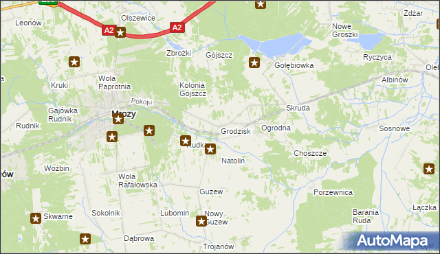 mapa Grodzisk gmina Mrozy, Grodzisk gmina Mrozy na mapie Targeo