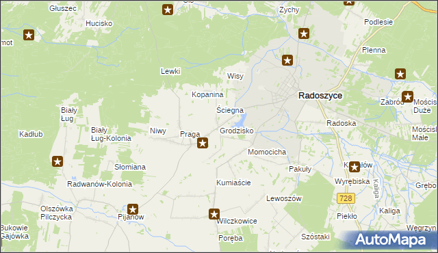 mapa Grodzisko gmina Radoszyce, Grodzisko gmina Radoszyce na mapie Targeo