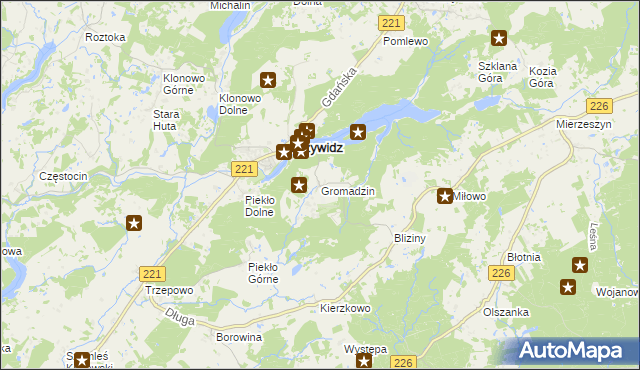 mapa Gromadzin gmina Przywidz, Gromadzin gmina Przywidz na mapie Targeo