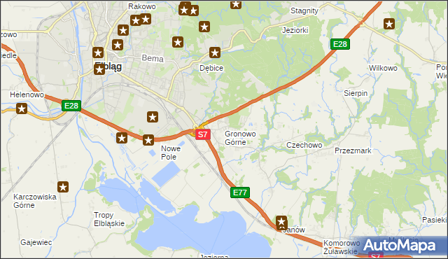 mapa Gronowo Górne, Gronowo Górne na mapie Targeo