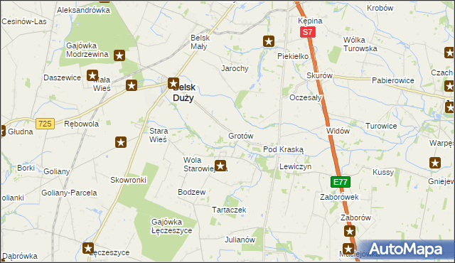 mapa Grotów gmina Belsk Duży, Grotów gmina Belsk Duży na mapie Targeo