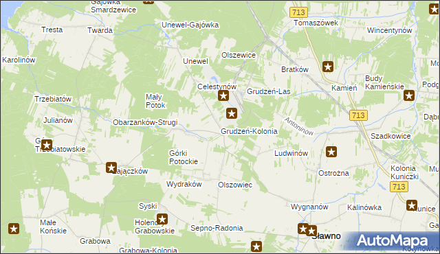 mapa Grudzeń-Kolonia, Grudzeń-Kolonia na mapie Targeo