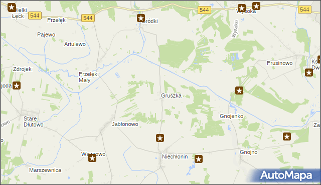 mapa Gruszka gmina Płośnica, Gruszka gmina Płośnica na mapie Targeo