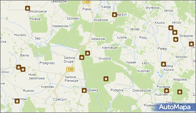 mapa Gruszka gmina Radoszyce, Gruszka gmina Radoszyce na mapie Targeo