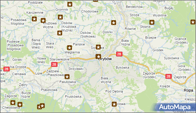 mapa Grybów, Grybów na mapie Targeo