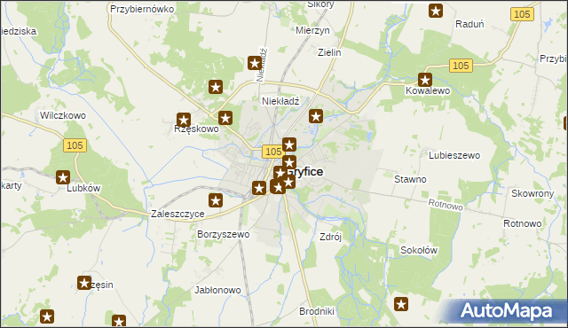 mapa Gryfice, Gryfice na mapie Targeo