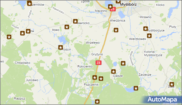 mapa Gryżyno, Gryżyno na mapie Targeo