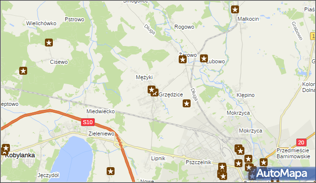 mapa Grzędzice, Grzędzice na mapie Targeo