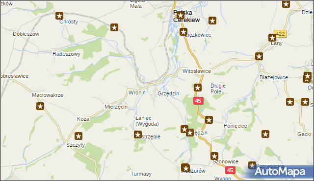 mapa Grzędzin, Grzędzin na mapie Targeo