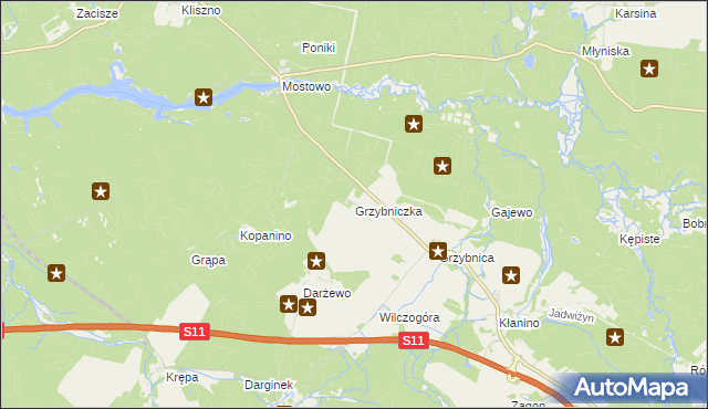 mapa Grzybniczka, Grzybniczka na mapie Targeo