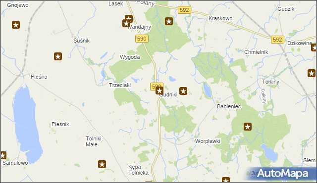 mapa Gudniki gmina Korsze, Gudniki gmina Korsze na mapie Targeo