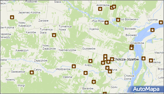 mapa Gustawów gmina Chotcza, Gustawów gmina Chotcza na mapie Targeo