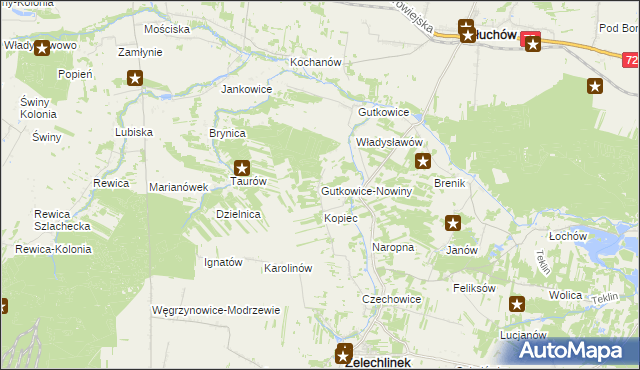mapa Gutkowice-Nowiny, Gutkowice-Nowiny na mapie Targeo