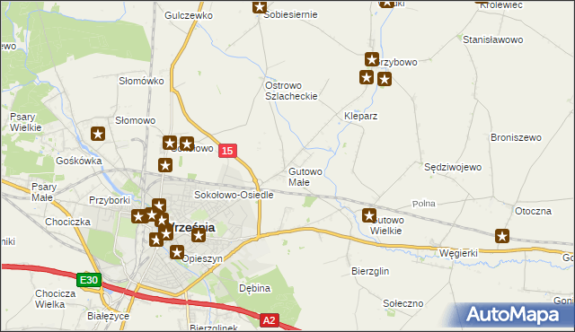 mapa Gutowo Małe, Gutowo Małe na mapie Targeo