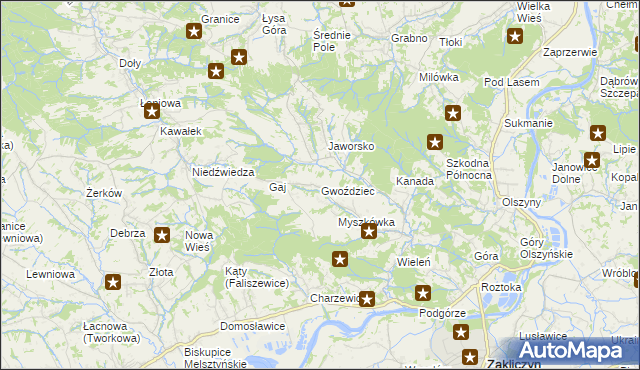 mapa Gwoździec gmina Zakliczyn, Gwoździec gmina Zakliczyn na mapie Targeo