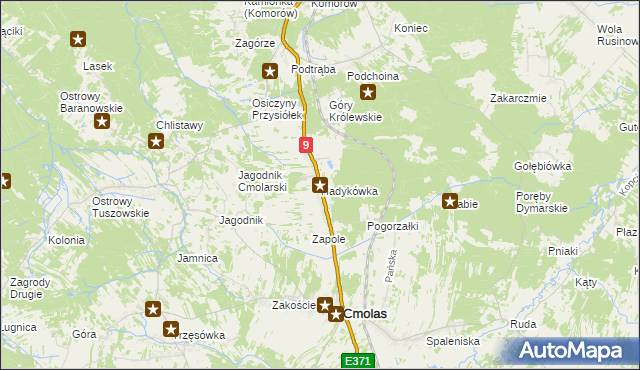 mapa Hadykówka, Hadykówka na mapie Targeo