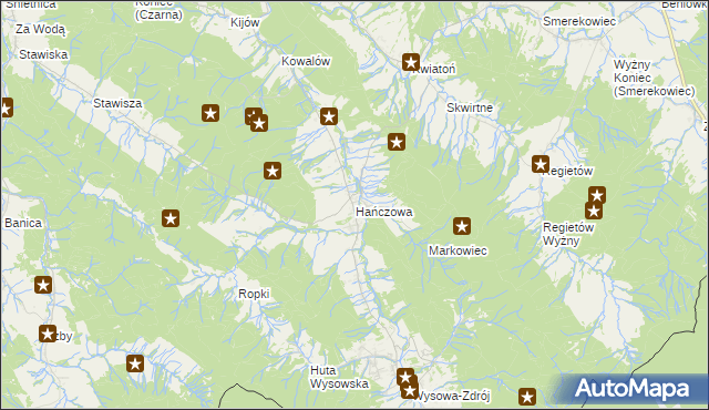 mapa Hańczowa, Hańczowa na mapie Targeo