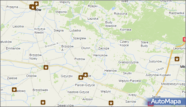 mapa Henryków gmina Iłów, Henryków gmina Iłów na mapie Targeo