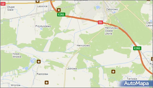 mapa Henrykowo gmina Święciechowa, Henrykowo gmina Święciechowa na mapie Targeo