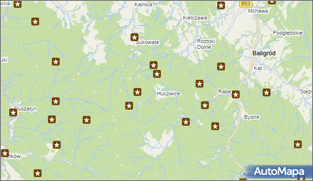 mapa Huczwice, Huczwice na mapie Targeo