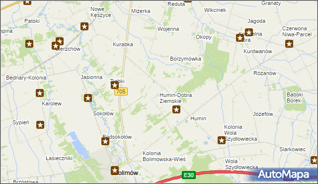 mapa Humin-Dobra Ziemskie, Humin-Dobra Ziemskie na mapie Targeo