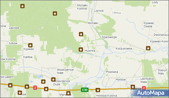 mapa Husinka, Husinka na mapie Targeo