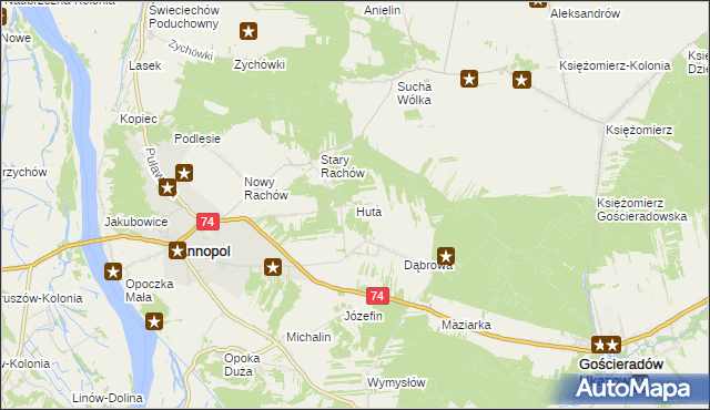 mapa Huta gmina Annopol, Huta gmina Annopol na mapie Targeo