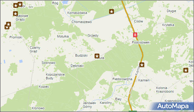 mapa Huta gmina Sztabin, Huta gmina Sztabin na mapie Targeo