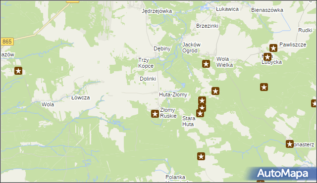 mapa Huta-Złomy, Huta-Złomy na mapie Targeo