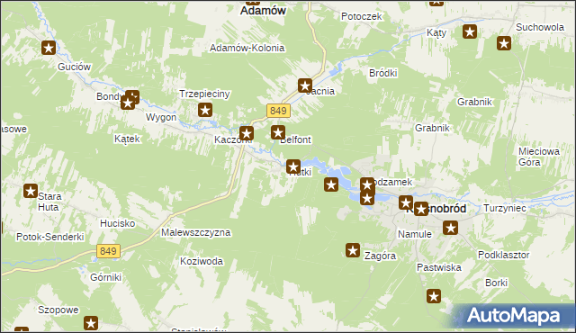 mapa Hutki gmina Krasnobród, Hutki gmina Krasnobród na mapie Targeo