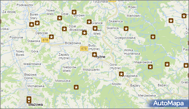 mapa Hyżne, Hyżne na mapie Targeo