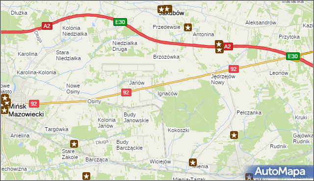 mapa Ignaców gmina Mińsk Mazowiecki, Ignaców gmina Mińsk Mazowiecki na mapie Targeo