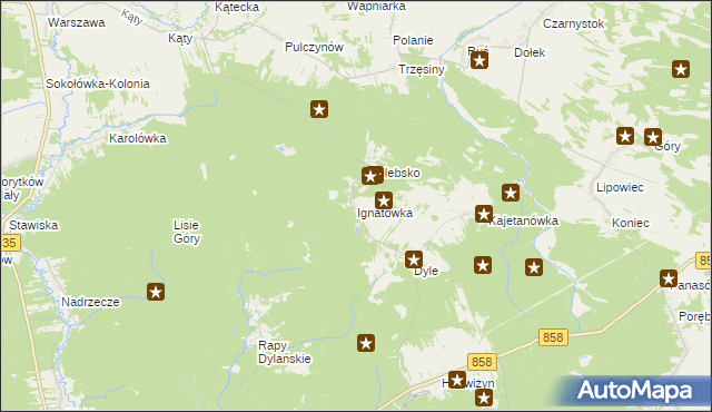 mapa Ignatówka gmina Biłgoraj, Ignatówka gmina Biłgoraj na mapie Targeo