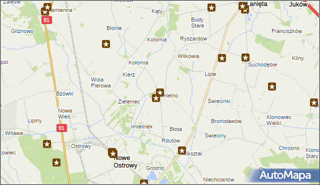 mapa Imielno gmina Nowe Ostrowy, Imielno gmina Nowe Ostrowy na mapie Targeo