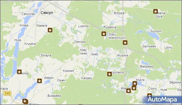 mapa Iwiec, Iwiec na mapie Targeo