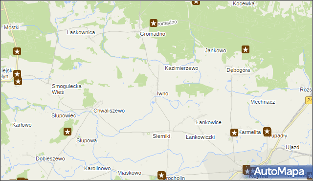 mapa Iwno gmina Kcynia, Iwno gmina Kcynia na mapie Targeo