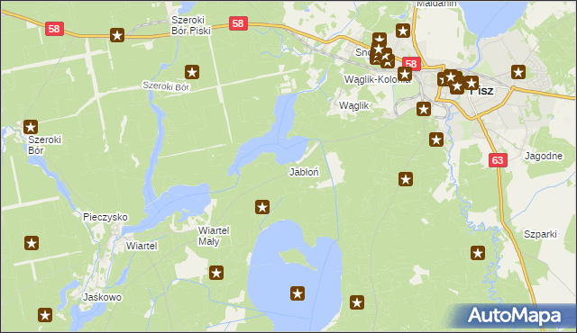 mapa Jabłoń gmina Pisz, Jabłoń gmina Pisz na mapie Targeo