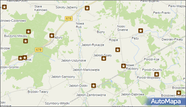 mapa Jabłoń-Spały, Jabłoń-Spały na mapie Targeo
