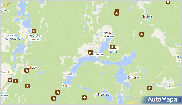 mapa Jabłonka gmina Nidzica, Jabłonka gmina Nidzica na mapie Targeo