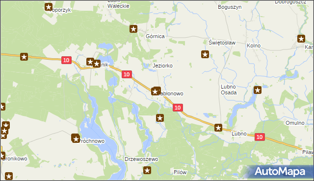 mapa Jabłonowo gmina Mirosławiec, Jabłonowo gmina Mirosławiec na mapie Targeo