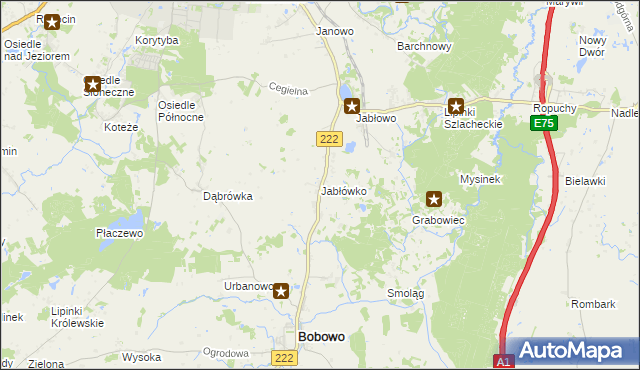 mapa Jabłówko gmina Bobowo, Jabłówko gmina Bobowo na mapie Targeo