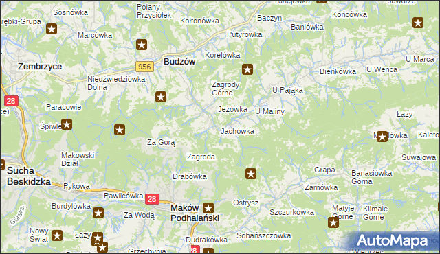 mapa Jachówka, Jachówka na mapie Targeo